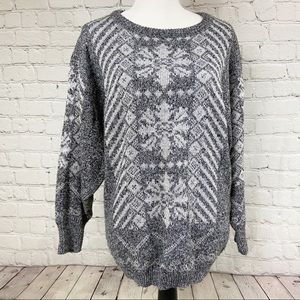 Vintage gray sparkle ski sweater Nordic USA
